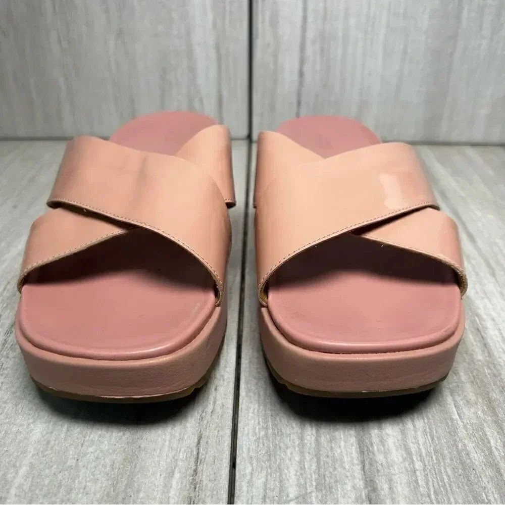 UGG Emily Pink Cross Strap Strappy Sandal Patent Leather 1107896 Womens Size 10